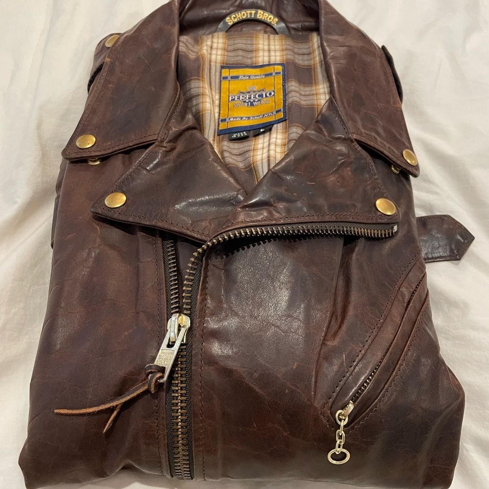 Schott Hand Oiled Lightweight Naked Perfecto® Motorcycle Jacket w/Cotton Lining
